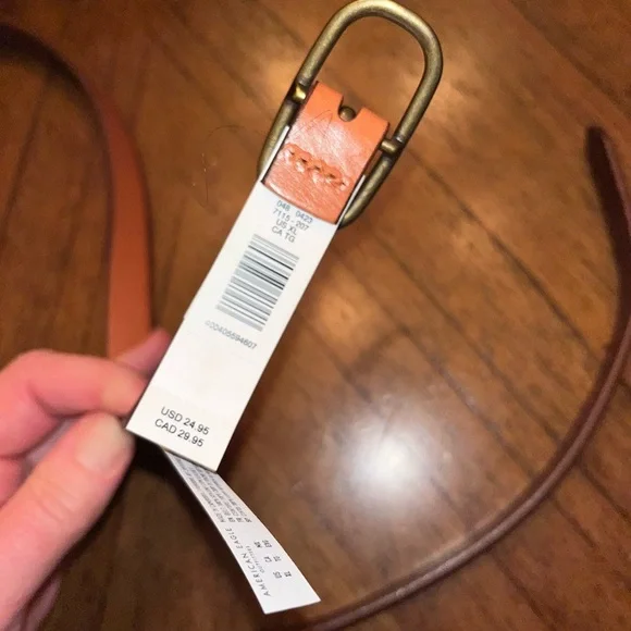 American Eagle Thin Brown Leather Belt with Brass Buckle NWT Size XL - Picture 3 of 4